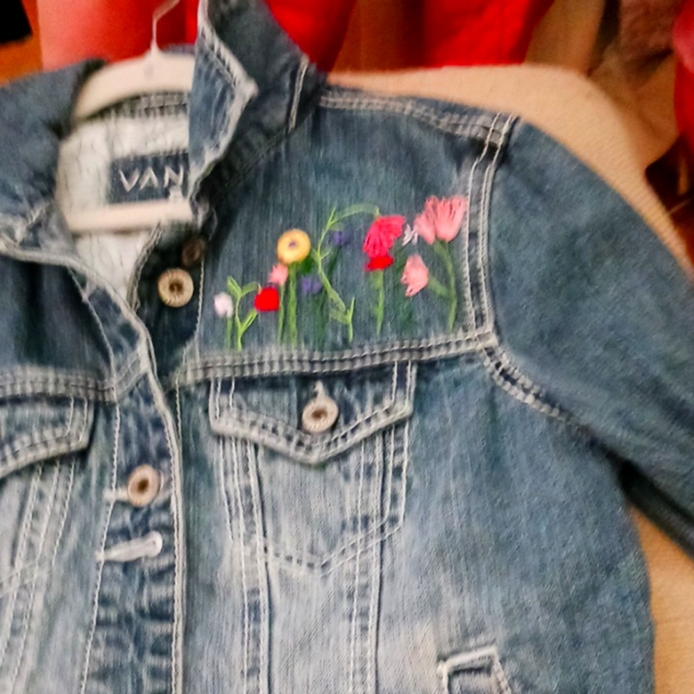 Jean jacket hand embroidered